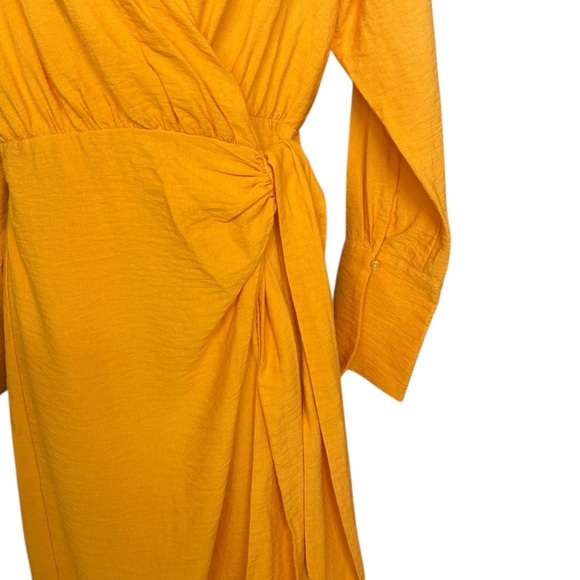 H&M Tangerine Faux Wrap Career Dress Size S - Picture 4 of 7